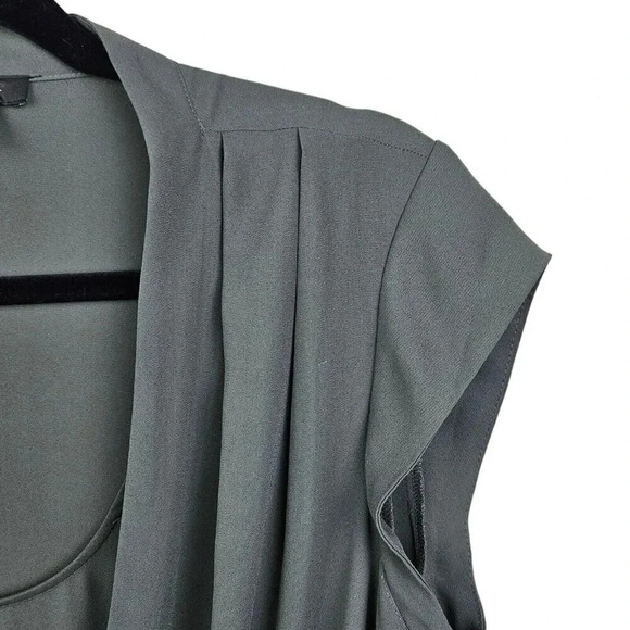 Halogen Blouse Top Size Small Gray Cap Sleeve Layered Look Scoop Neck Faux Wrap - Picture 11 of 12